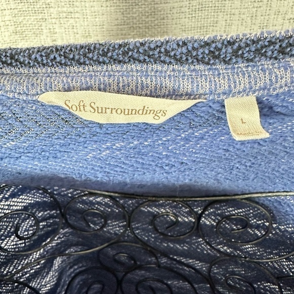 Soft Surroundings Syrah blue striped embroidered long sleeve size L - Picture 4 of 8